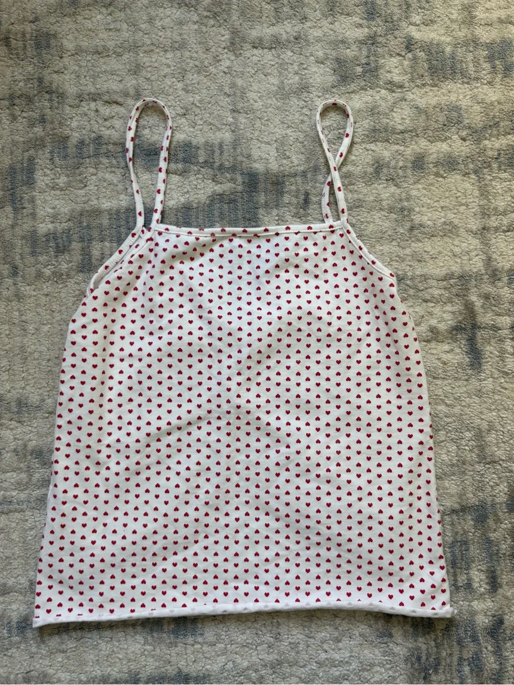 Brandy Melville White Spaghetti Tank with Red Heart Print - Picture 2 of 2